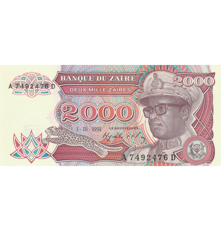 Zaire 2.000 Zaires 1991 Pick 36a